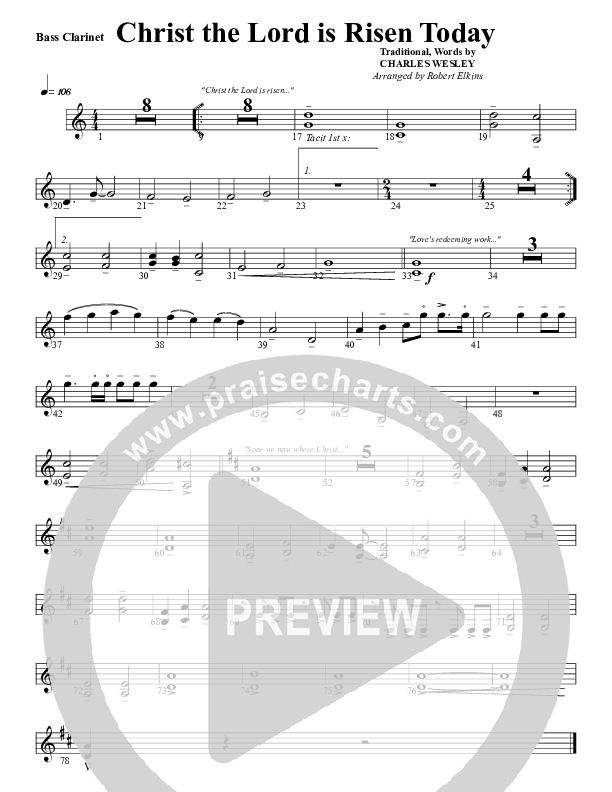 Christ The Lord Is Risen Today Bass Clarinet (G3 Worship)