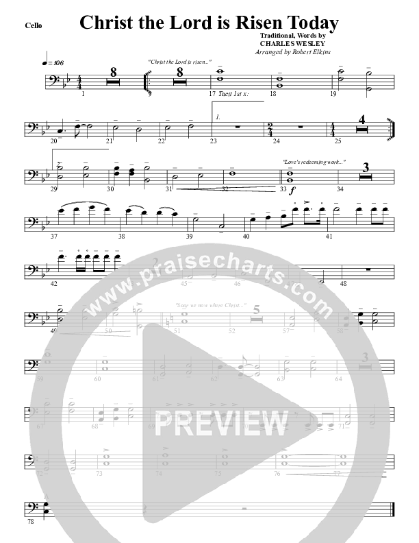 Christ The Lord Is Risen Today Cello (G3 Worship)