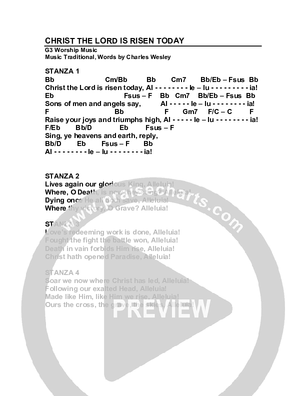 Christ The Lord Is Risen Today Chord Chart (G3 Worship)