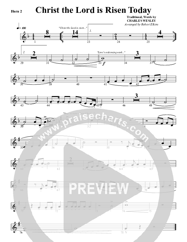 Christ The Lord Is Risen Today French Horn (G3 Worship)
