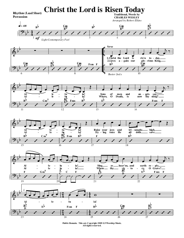 Christ The Lord Is Risen Today Lead Sheet (G3 Worship)