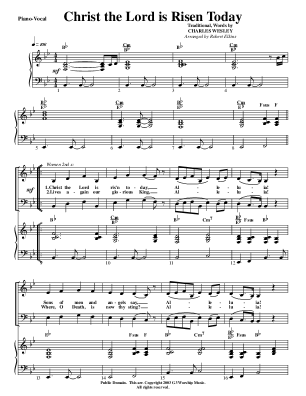 Christ The Lord Is Risen Today Piano/Vocal & Lead (G3 Worship)