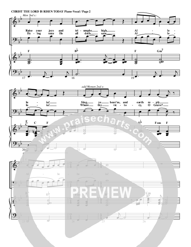 Christ The Lord Is Risen Today Piano/Vocal & Lead (G3 Worship)