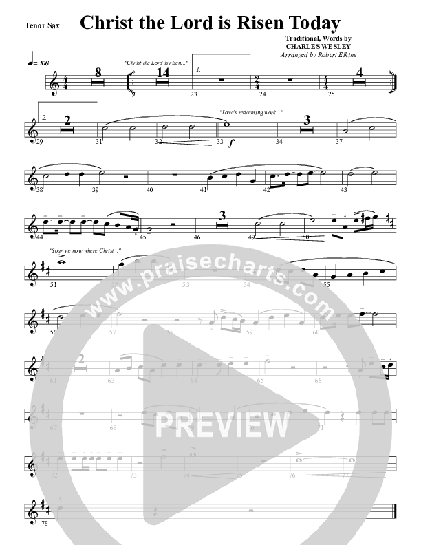 Christ The Lord Is Risen Today Tenor Sax 2 (G3 Worship)