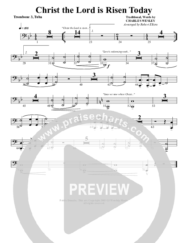 Christ The Lord Is Risen Today Trombone 3 (G3 Worship)