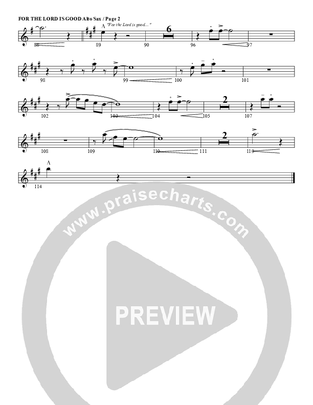 For The Lord Is Good Alto Sax (G3 Worship)