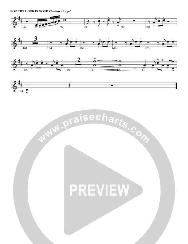 For The Lord Is Good Clarinet (G3 Worship)