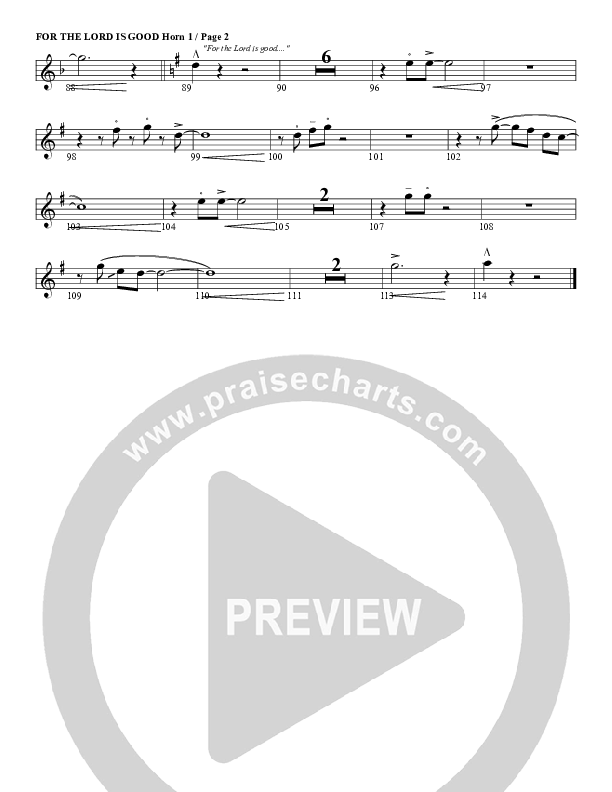 For The Lord Is Good French Horn 1 (G3 Worship)