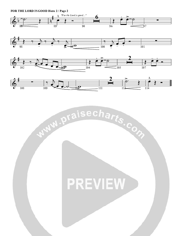 For The Lord Is Good French Horn 2 (G3 Worship)