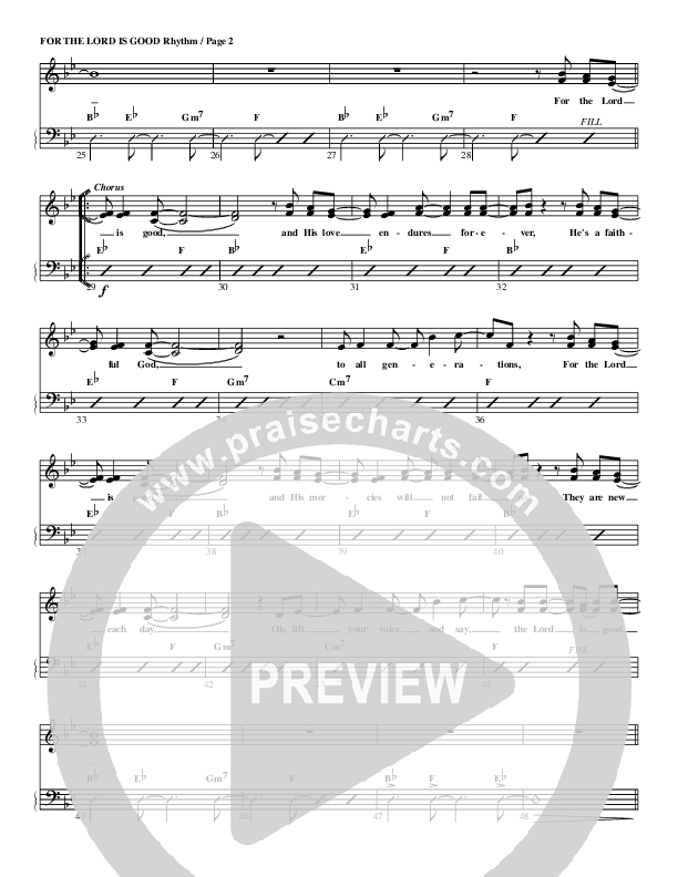For The Lord Is Good Lead Sheet (G3 Worship)