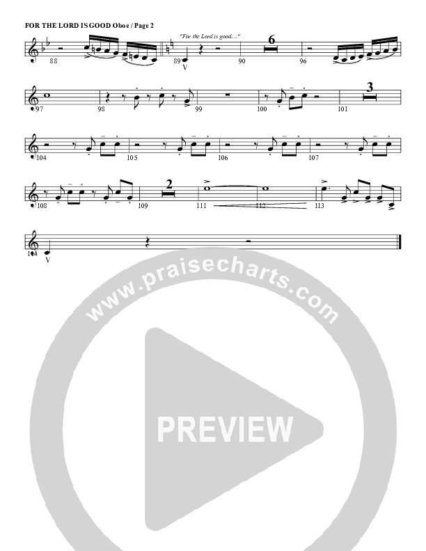 For The Lord Is Good Oboe (G3 Worship)