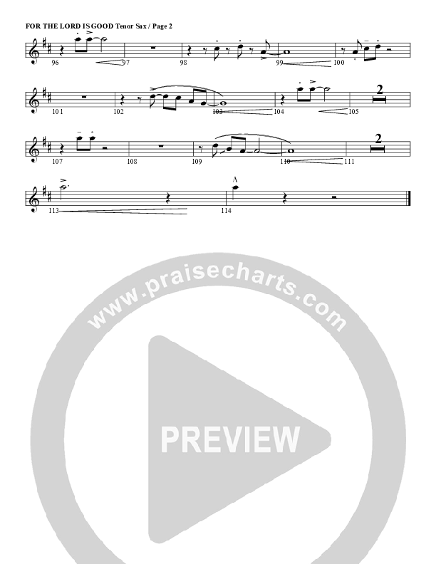 For The Lord Is Good Tenor Sax 2 (G3 Worship)