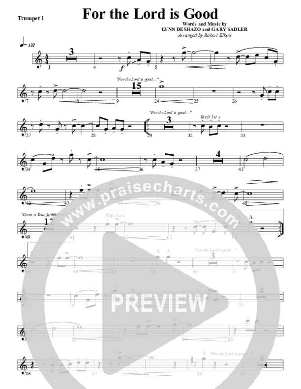 For The Lord Is Good Trumpet 1 (G3 Worship)