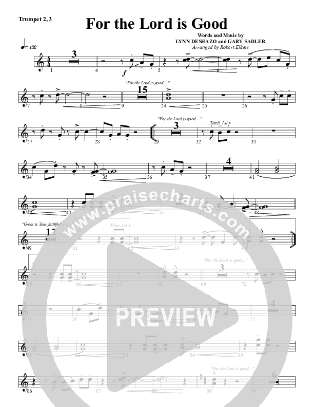For The Lord Is Good Trumpet 2/3 (G3 Worship)