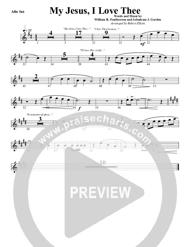 My Jesus I Love Thee Alto Sax (G3 Worship)