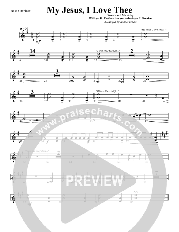 My Jesus I Love Thee Bass Clarinet (G3 Worship)