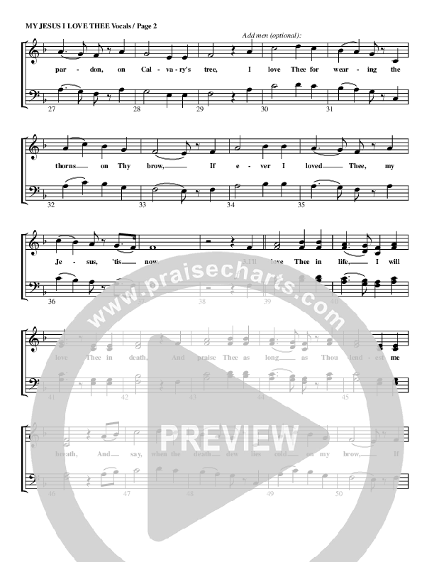 My Jesus I Love Thee Choir Sheet (G3 Worship)