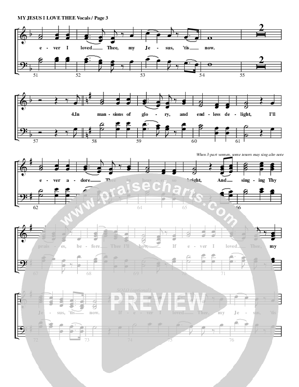 My Jesus I Love Thee Choir Sheet (G3 Worship)