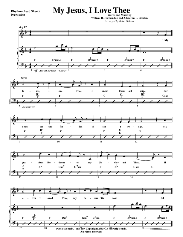 My Jesus I Love Thee Lead Sheet (G3 Worship)
