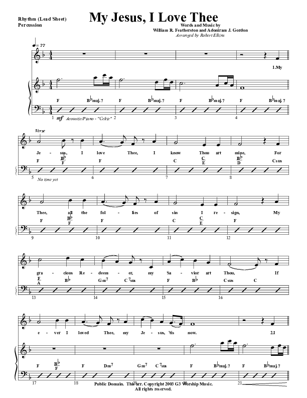 My Jesus I Love Thee Percussion (G3 Worship)