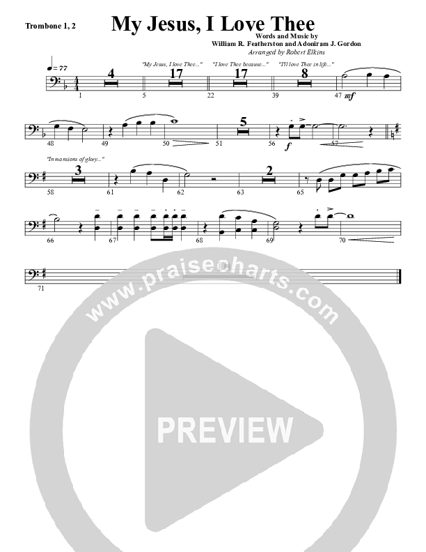 My Jesus I Love Thee Trombone 1/2 (G3 Worship)
