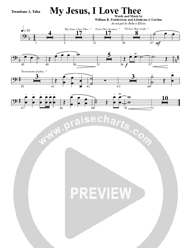 My Jesus I Love Thee Trombone 3/Tuba (G3 Worship)