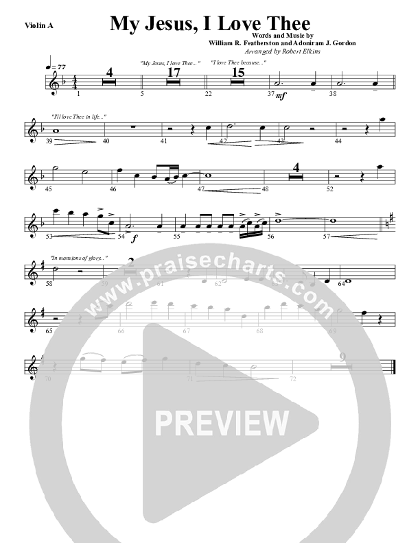 My Jesus I Love Thee Violin 1 (G3 Worship)