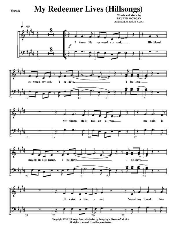 My Redeemer Lives Choir Sheet (G3 Worship)