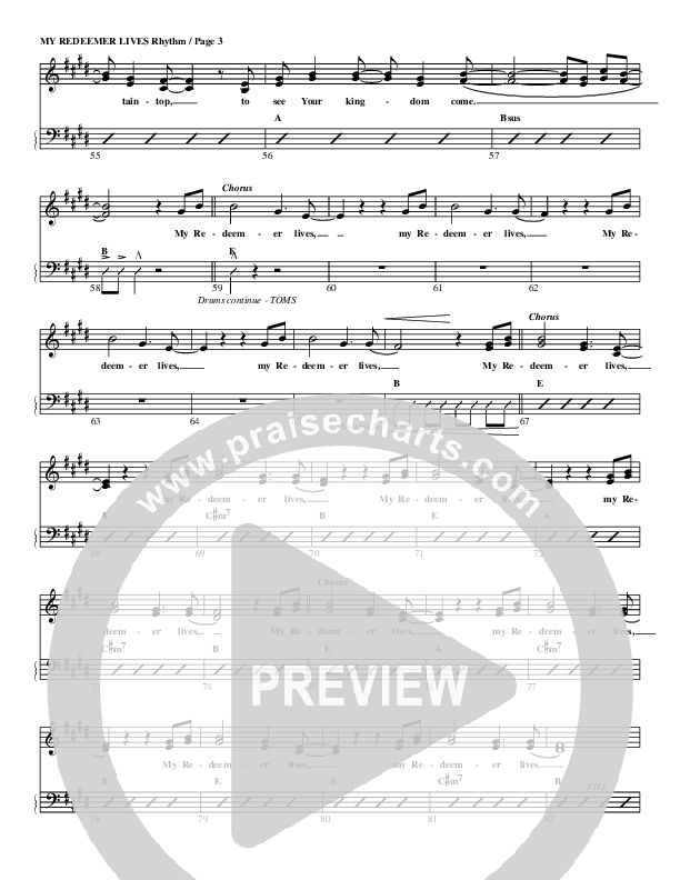My Redeemer Lives Rhythm Chart (G3 Worship)