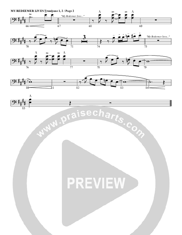 My Redeemer Lives Trombone 1/2 (G3 Worship)