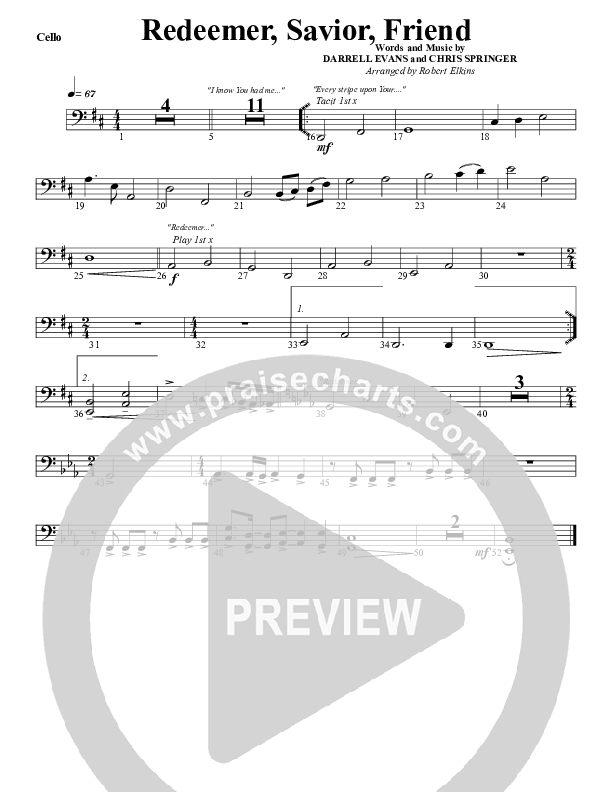 Redeemer Savior Friend Cello (G3 Worship)