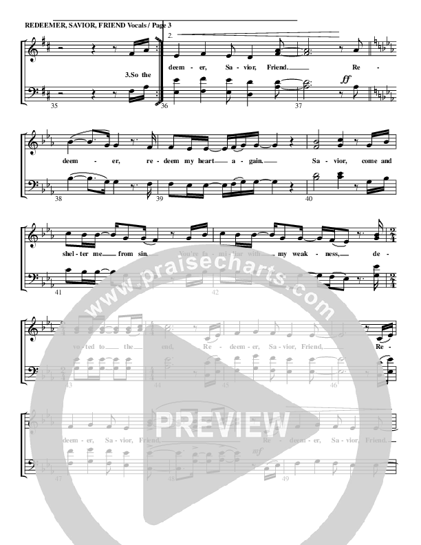 Redeemer Savior Friend Choir Sheet (G3 Worship)