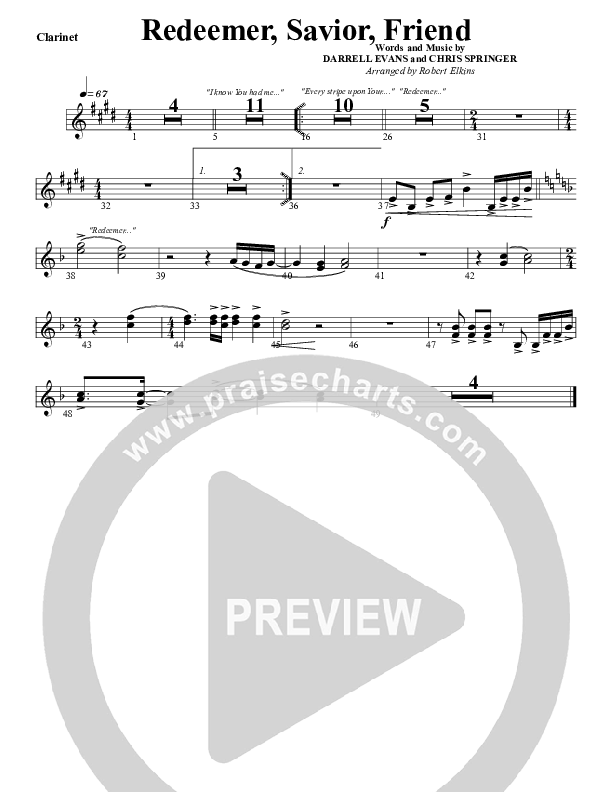 Redeemer Savior Friend Clarinet (G3 Worship)