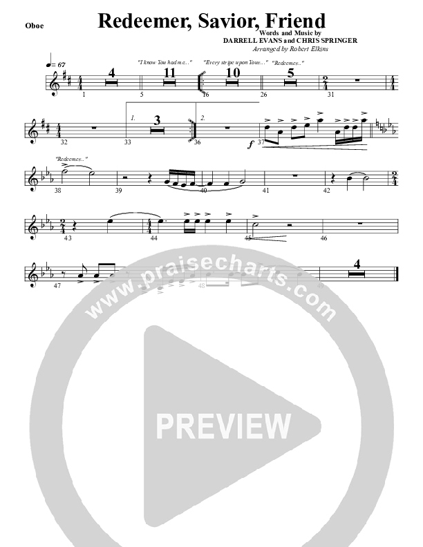 Redeemer Savior Friend Oboe (G3 Worship)