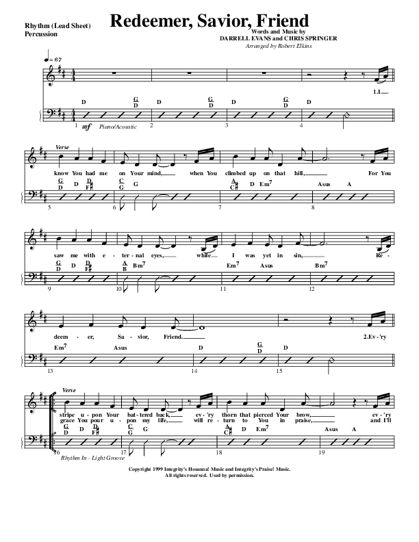 Redeemer Savior Friend Percussion (G3 Worship)