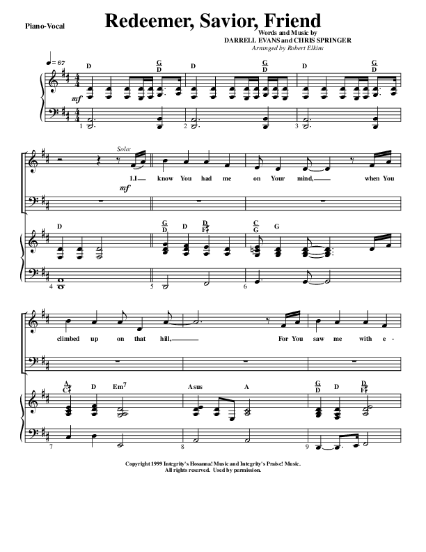 Redeemer Savior Friend Piano/Vocal (G3 Worship)