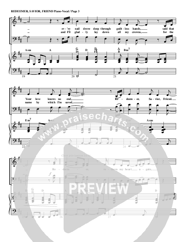 Redeemer Savior Friend Piano/Vocal (G3 Worship)