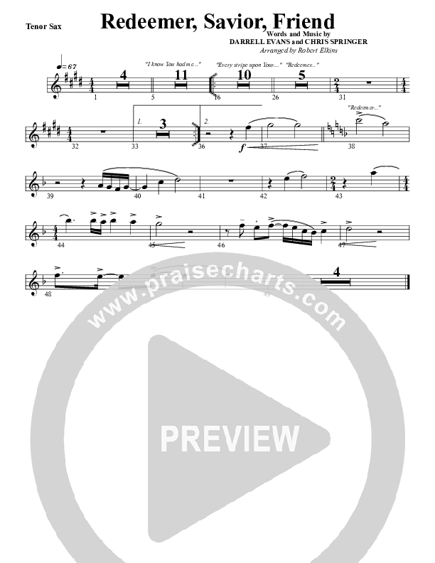 Redeemer Savior Friend Tenor Sax 2 (G3 Worship)