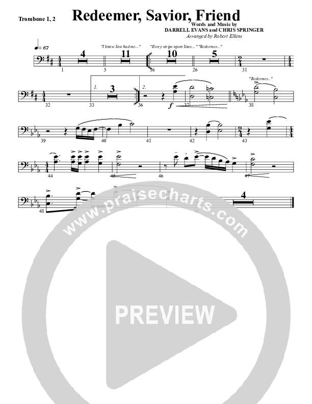 Redeemer Savior Friend Trombone 1/2 (G3 Worship)