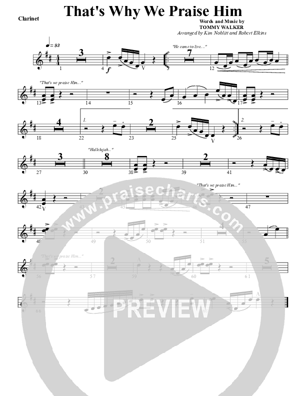 That's Why We Praise Him Clarinet (G3 Worship)