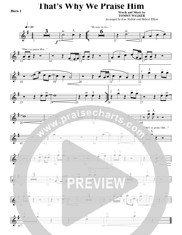 That's Why We Praise Him French Horn 1 (G3 Worship)