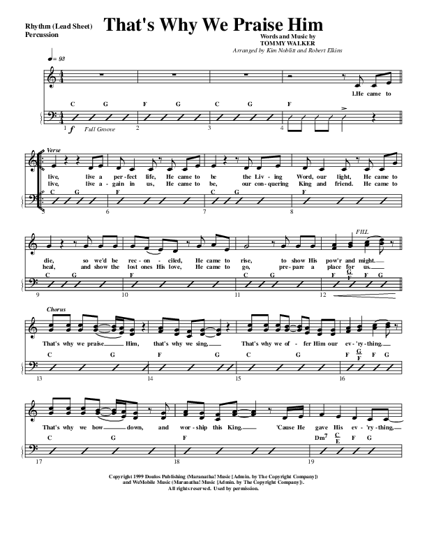 That's Why We Praise Him Rhythm Chart (G3 Worship)