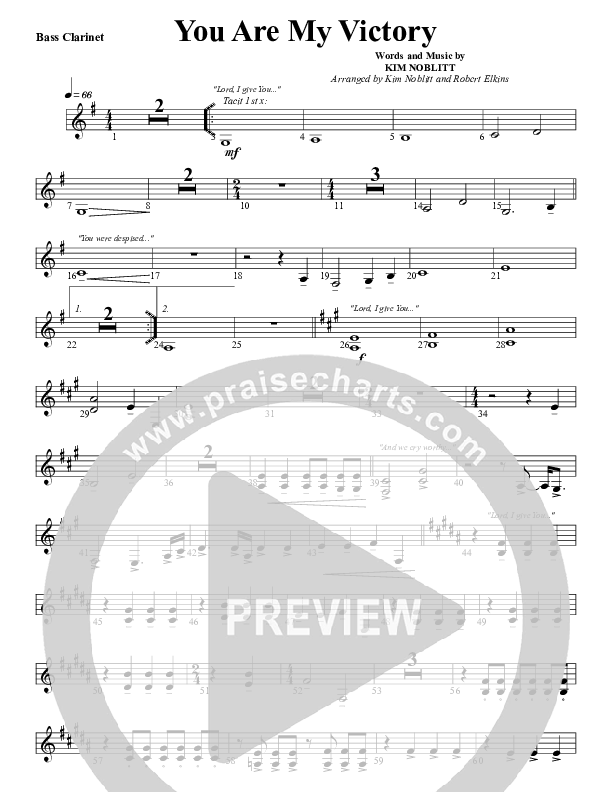 You Are My Victory Bass Clarinet (G3 Worship)
