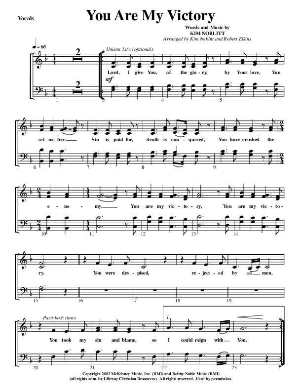 You Are My Victory Choir Sheet (G3 Worship)