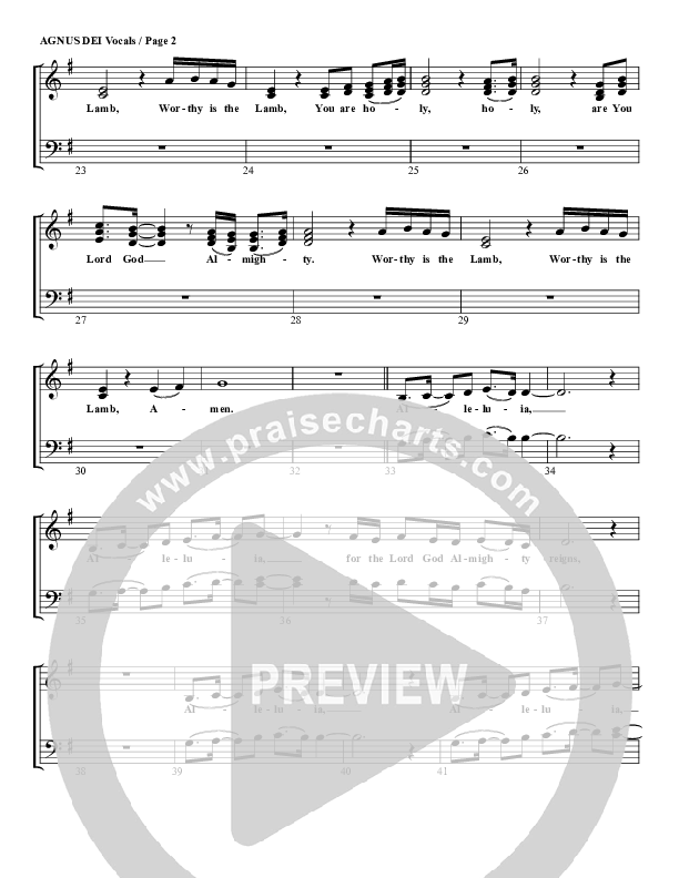 Agnus Dei Choir Sheet (G3 Worship)