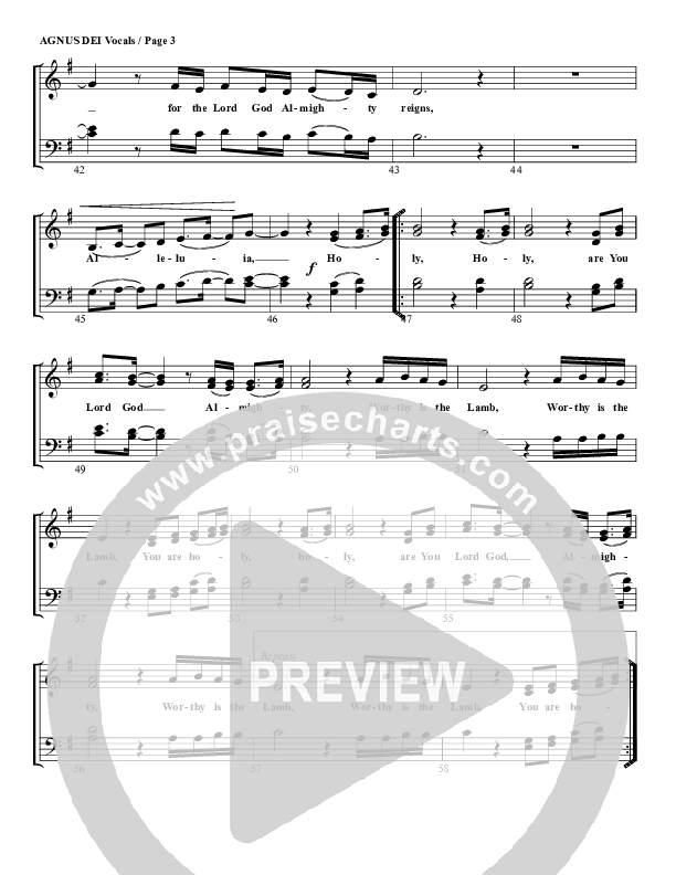 Agnus Dei Choir Sheet (G3 Worship)