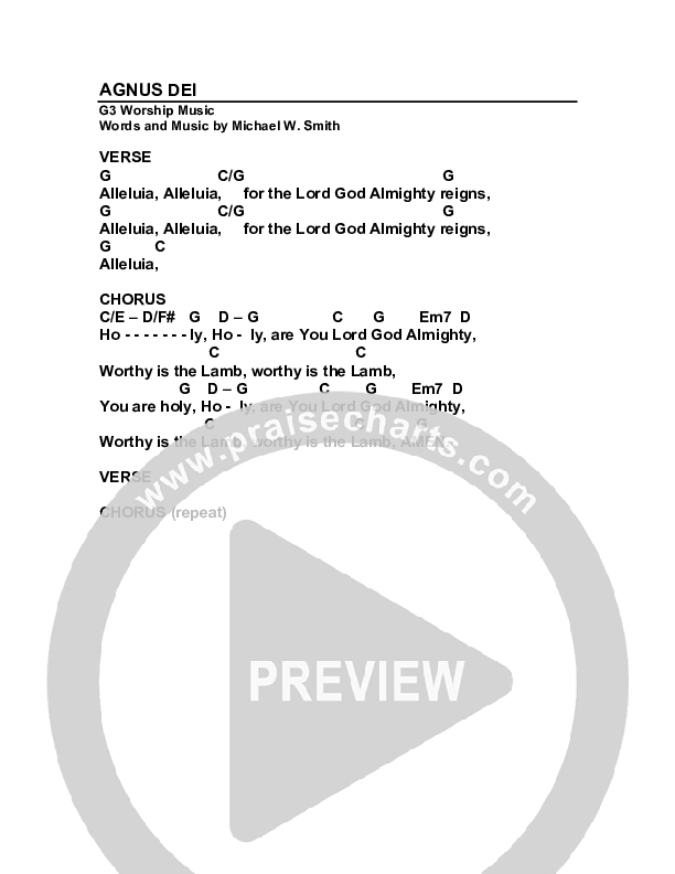 Agnus Dei Chords PDF (Shane & Shane / The Worship Initiative