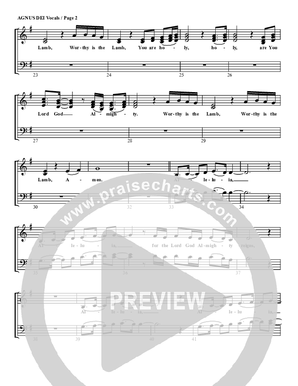 Agnus Dei Lead Sheet (SAT) (G3 Worship)