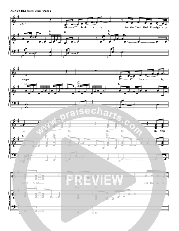 Agnus Dei Piano/Vocal & Lead (G3 Worship)