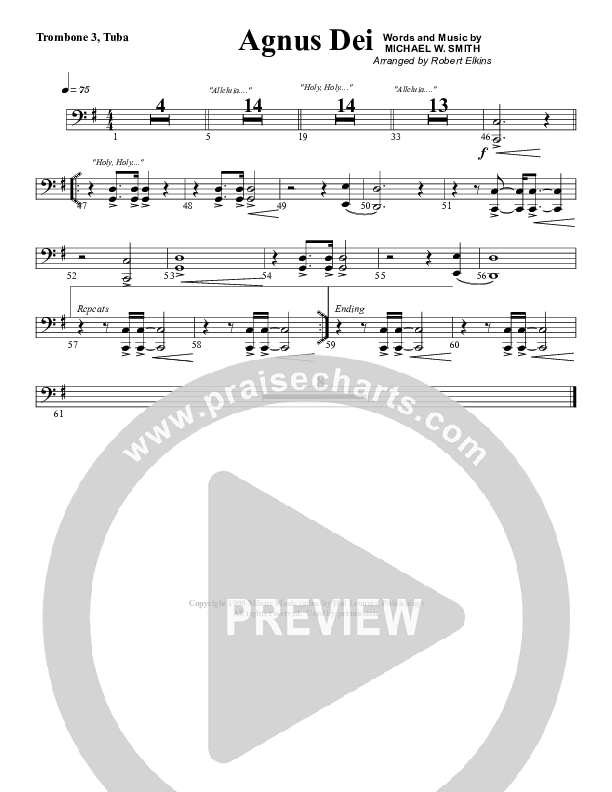 Agnus Dei Trombone 3/Tuba (G3 Worship)